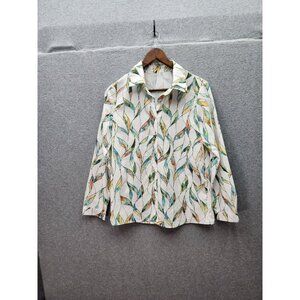 Button-Up Long Sleeve Shirt With Colorful Leaf Print Design
